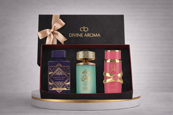Box Perfumes Amethyst,Yara candy & Pistachio